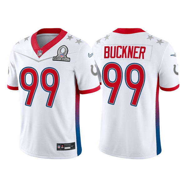 Men’s Indianapolis Colts #99 DeForest Buckner 2022 White AFC Pro Bowl Stitched Jersey